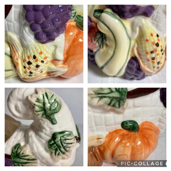 Vintage Ceramic Fall Thanksgiving Cornucopia Table Centerpiece Decor Planter - Picture 16 of 16